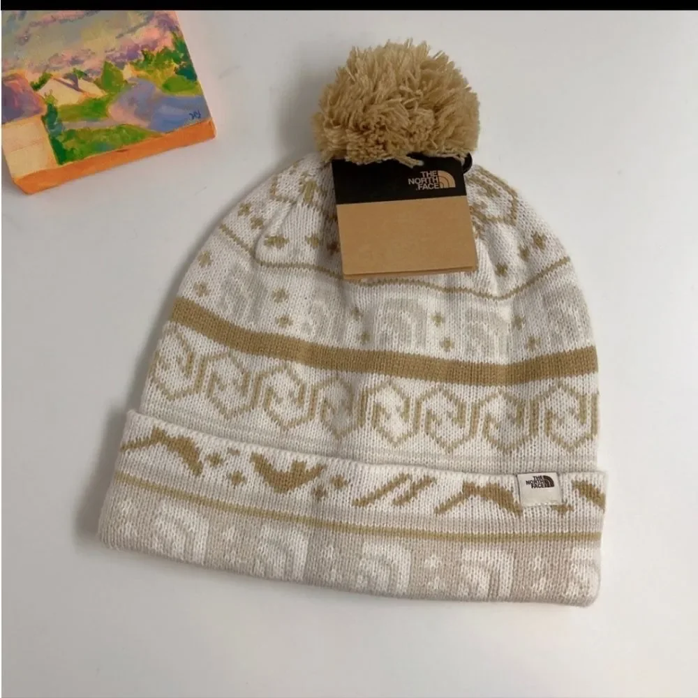 The North Face Fair Isle pom pom unisex winter beanie hat